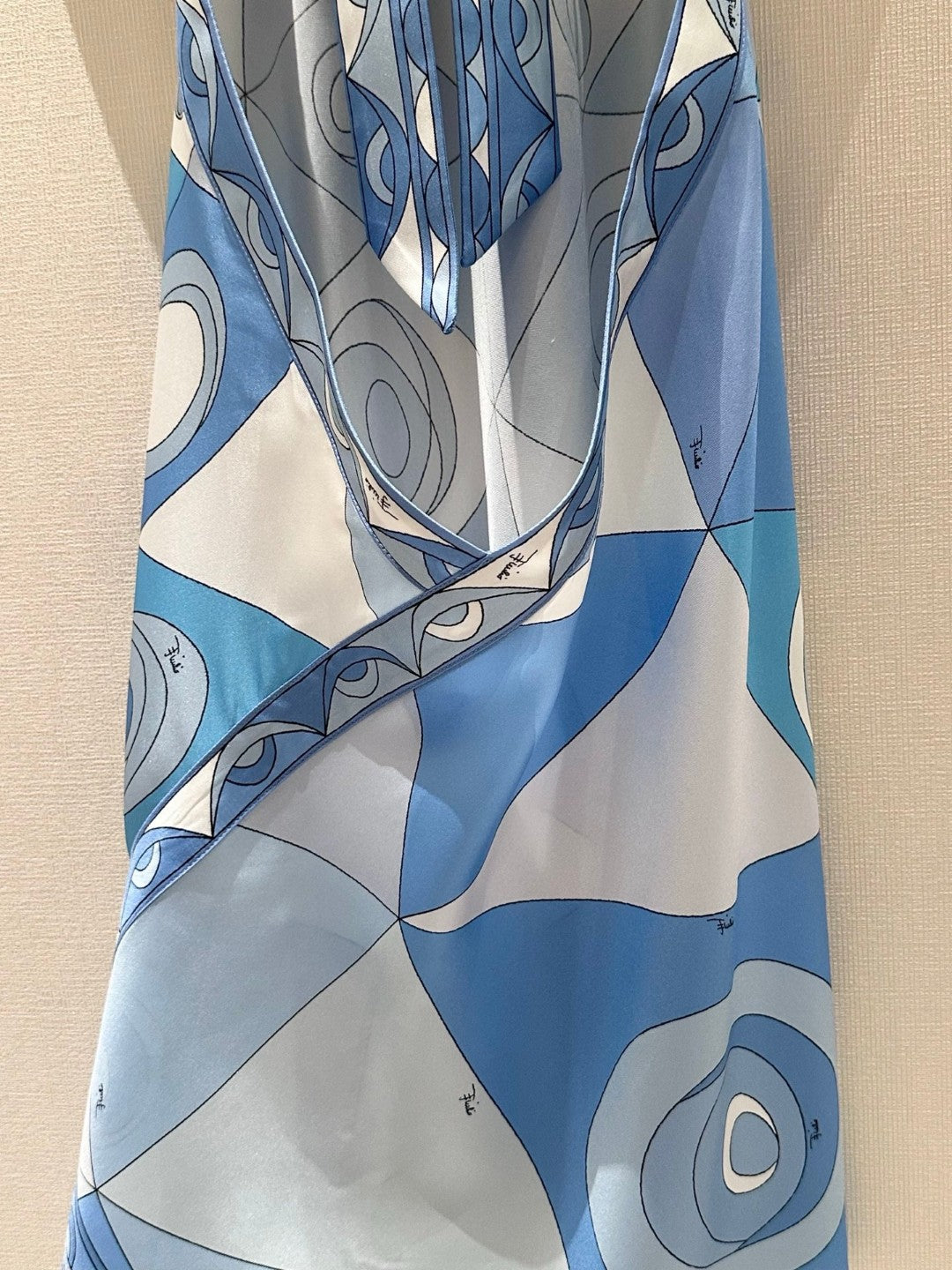 OCCHI PRINT SILK DRESS IN PALE BLUE