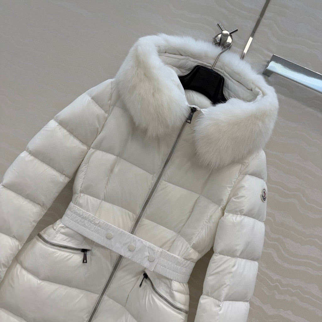 Boed Hooded Shearling-Trimmed Long Down Jacket