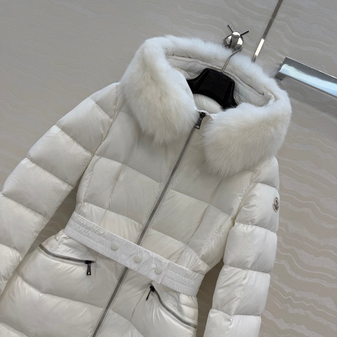 Boed Hooded Shearling-Trimmed Long Down Jacket