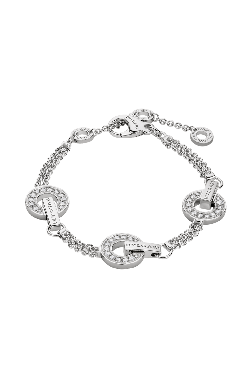 BVLGARI OPENWORK BRACELET SET WITH FULL PAVÉ DIAMONDS 18K GOLD
