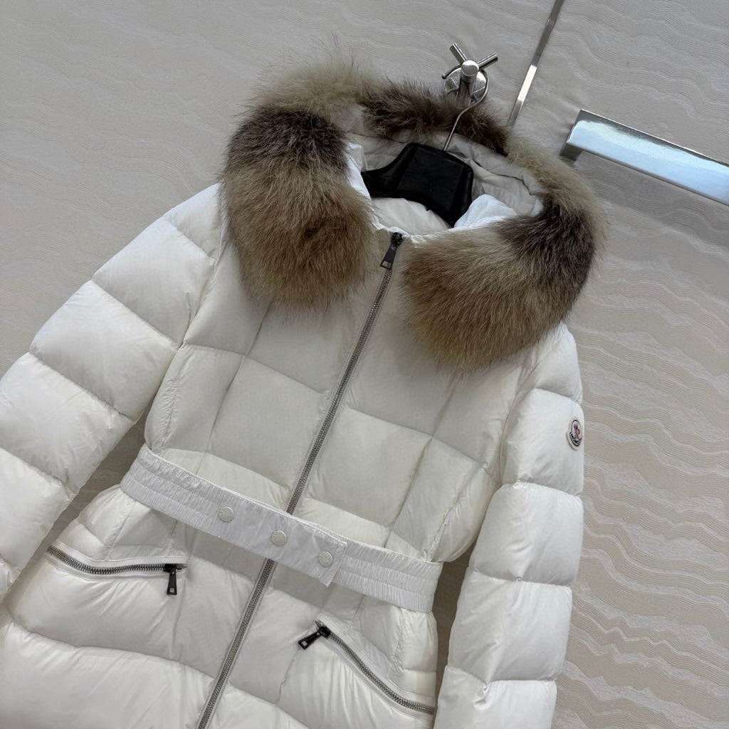 Boed Hooded Shearling-Trimmed Long Down Jacket