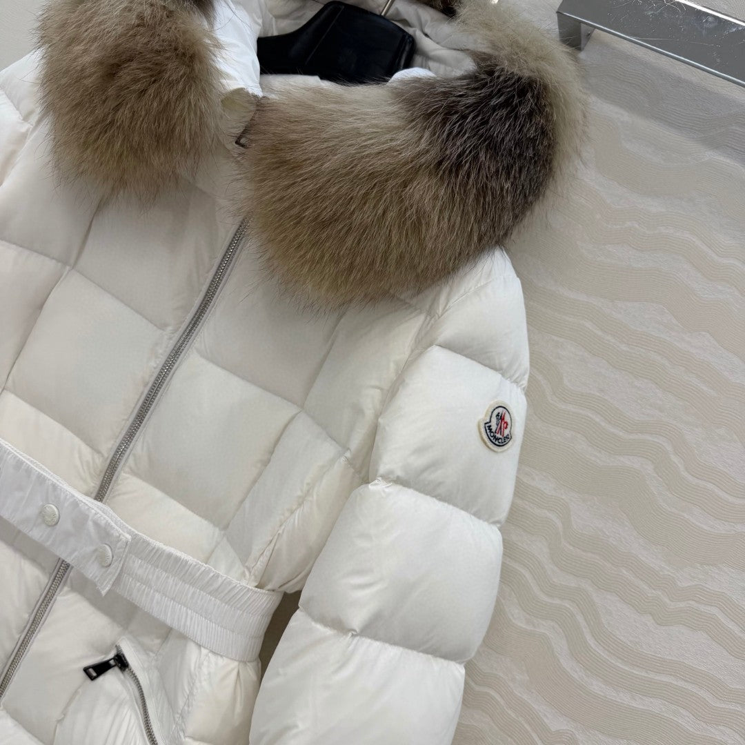 Boed Hooded Shearling-Trimmed Long Down Jacket