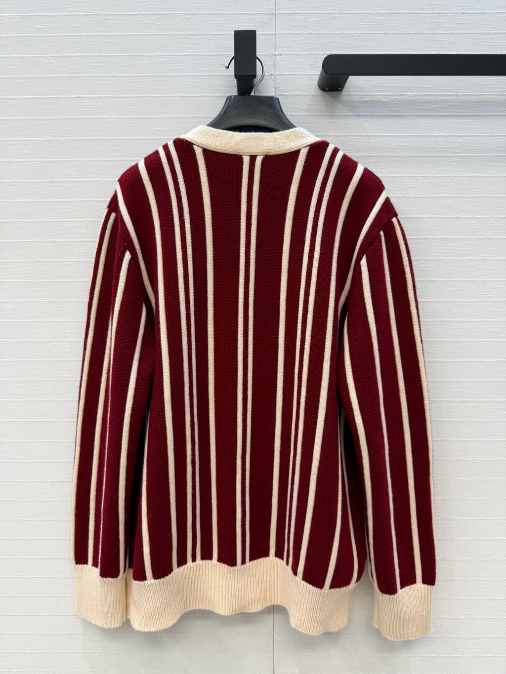 Chanel Vertical-striped Cashmere and wool V-neck Cardigan
