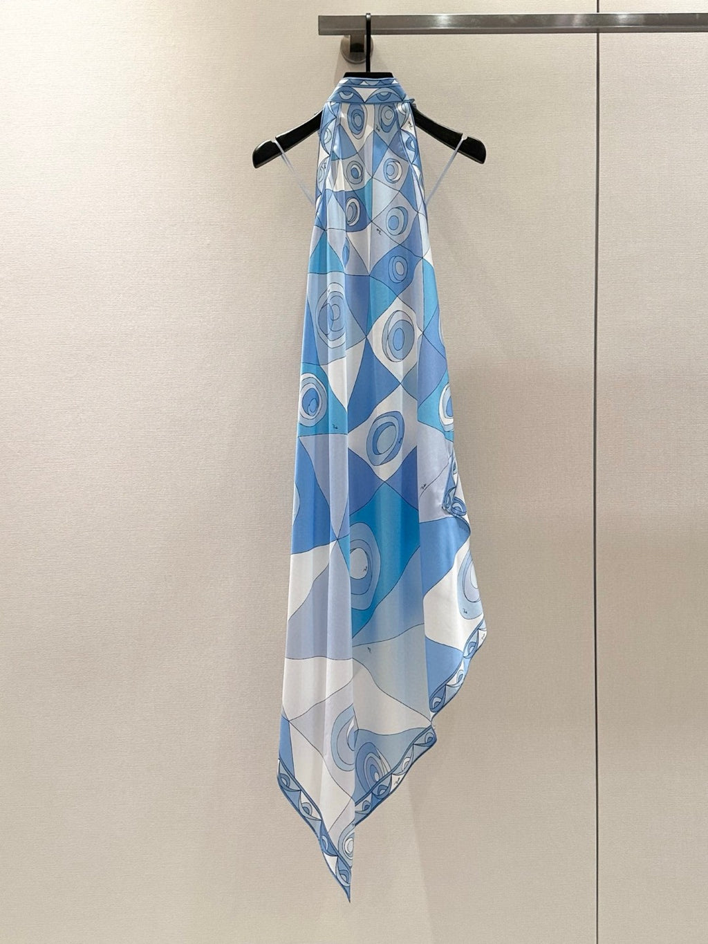 OCCHI PRINT SILK DRESS IN PALE BLUE