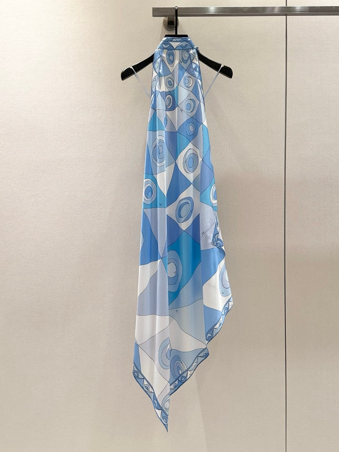 OCCHI PRINT SILK DRESS IN PALE BLUE
