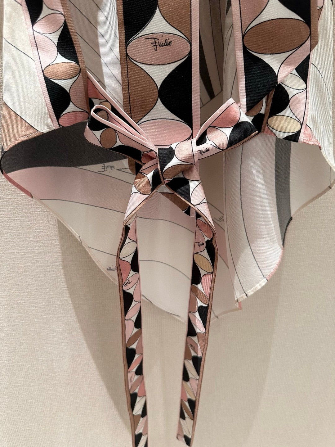 IRIDE PRINT SILK TWILL HALTER TOP