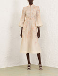 Zimmermann Crush Buttoned Midi Dress in Ciara Floral