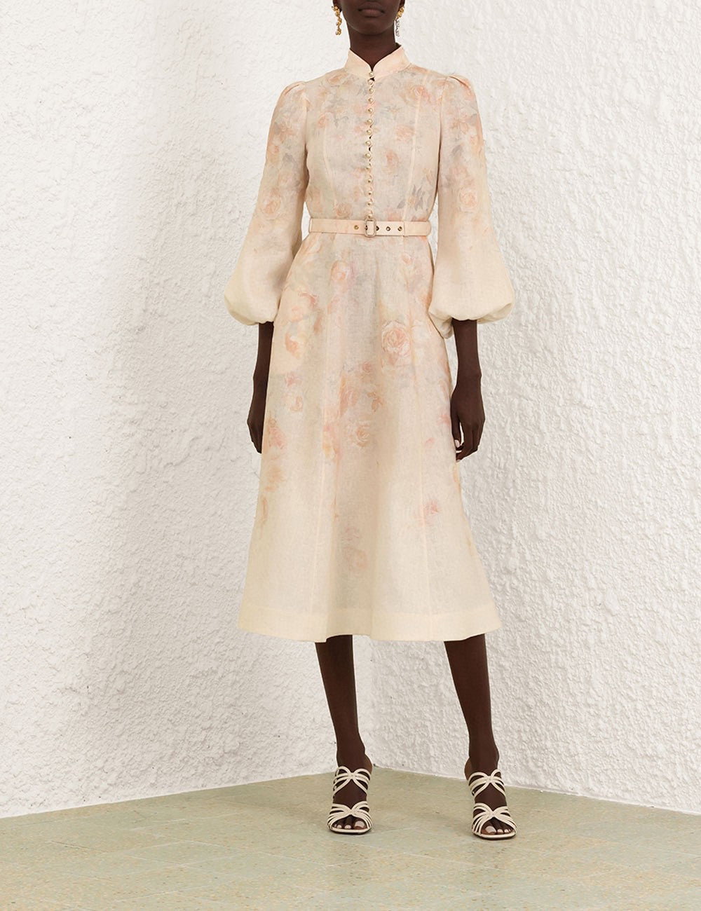 Zimmermann Crush Buttoned Midi Dress in Ciara Floral