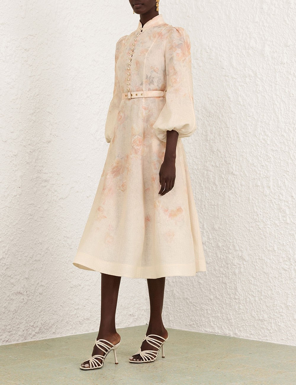 Zimmermann Crush Buttoned Midi Dress in Ciara Floral