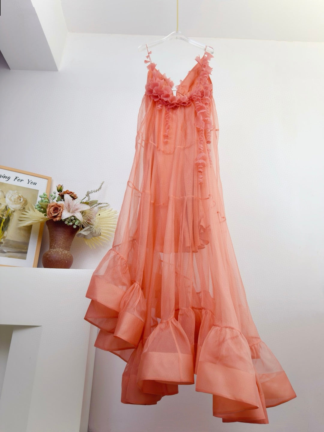 Zimmermann Como Floral-Applique Silk Maxi Dress in Pink