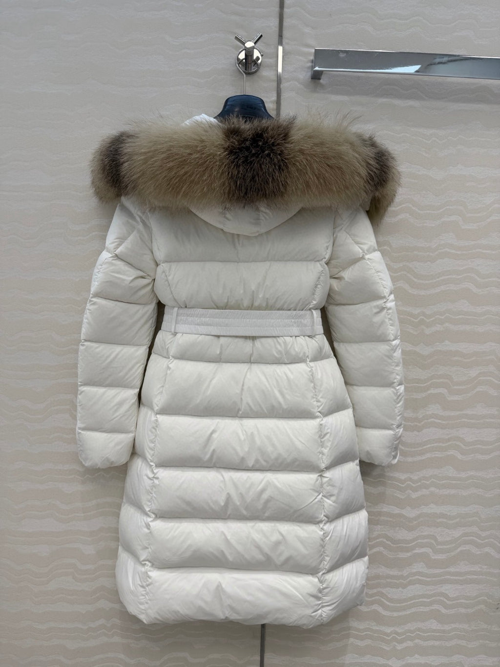 Boed Hooded Shearling-Trimmed Long Down Jacket