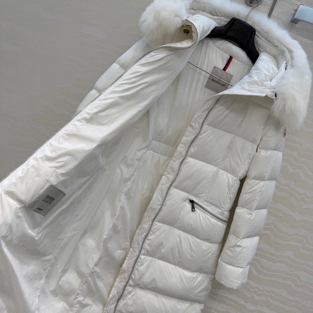 Boed Hooded Shearling-Trimmed Long Down Jacket