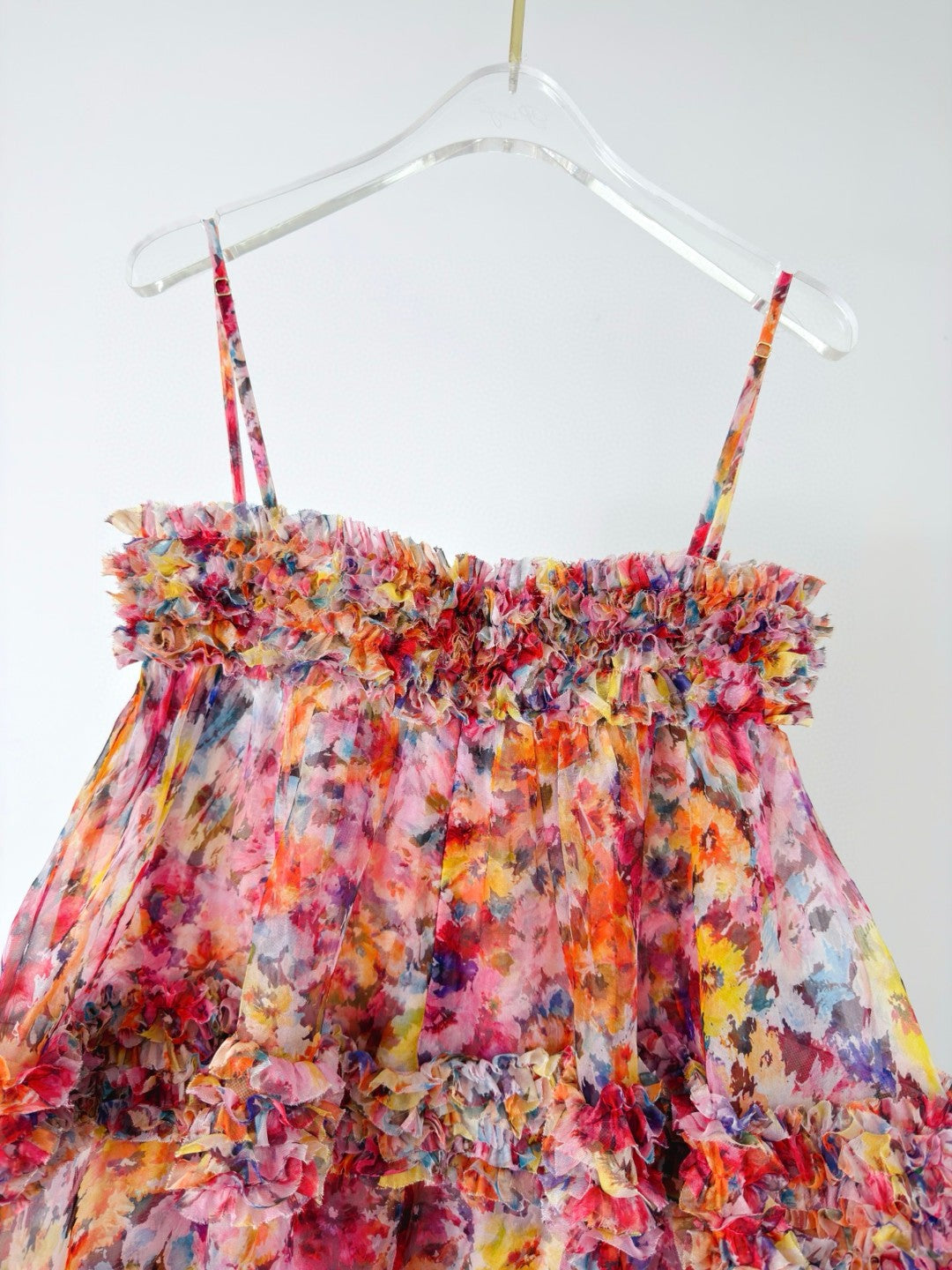 Zimmermann Luna Ruffle Bandeau Gown in Multi Floral