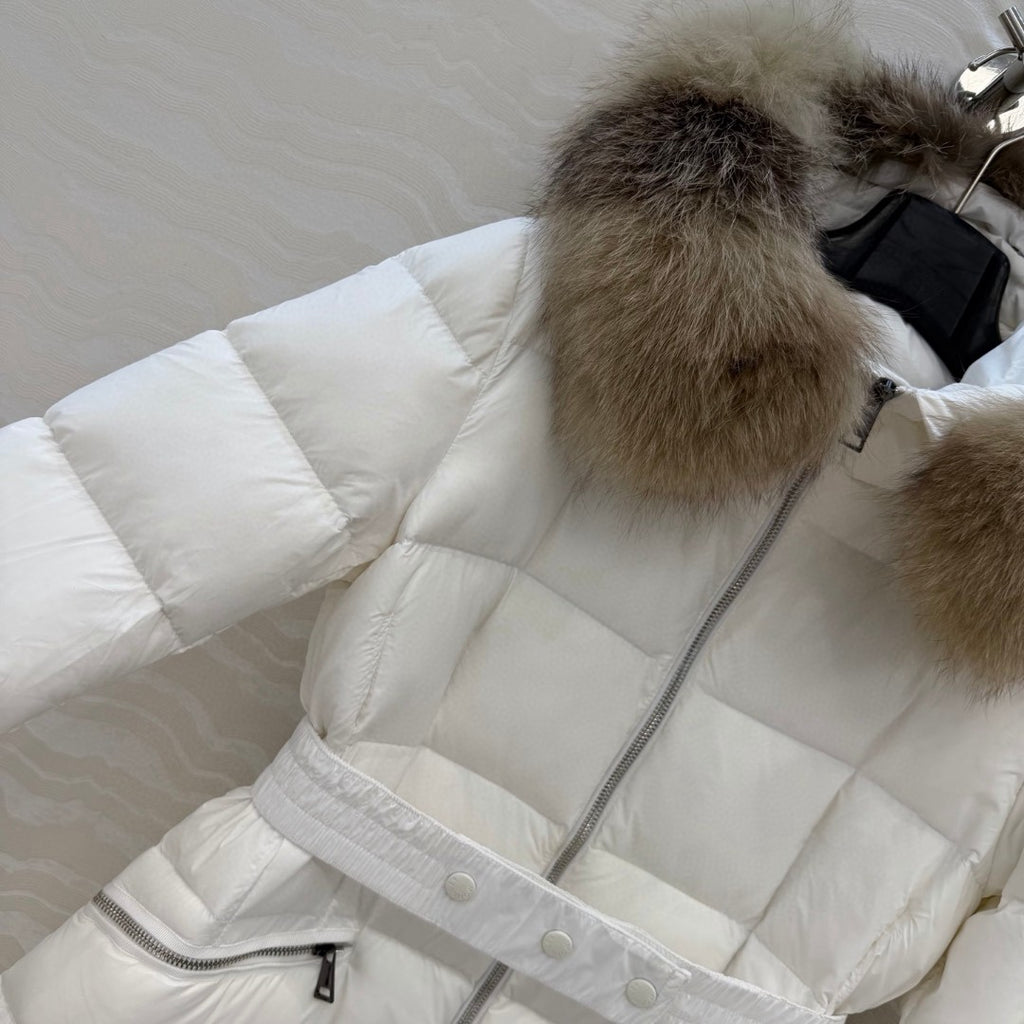 Boed Hooded Shearling-Trimmed Long Down Jacket