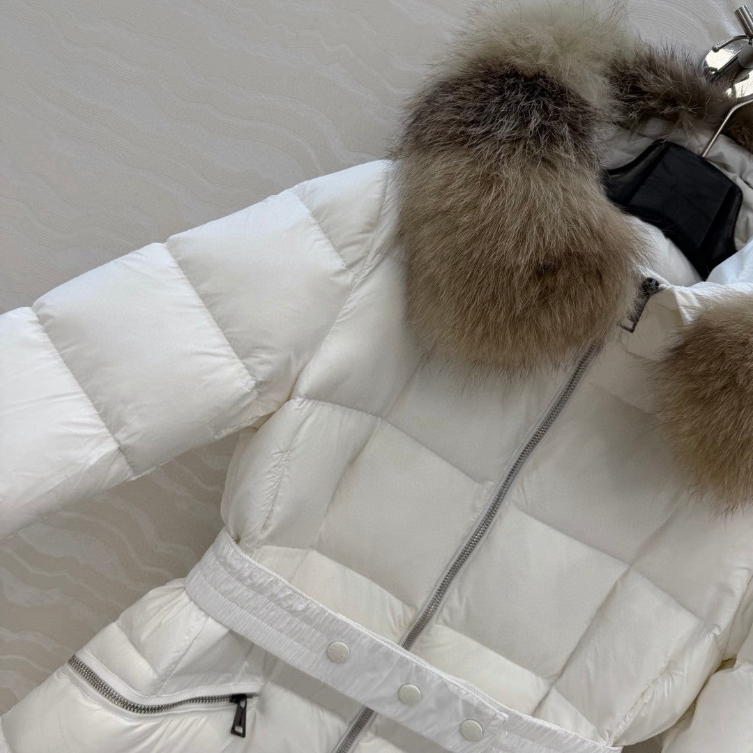 Boed Hooded Shearling-Trimmed Long Down Jacket