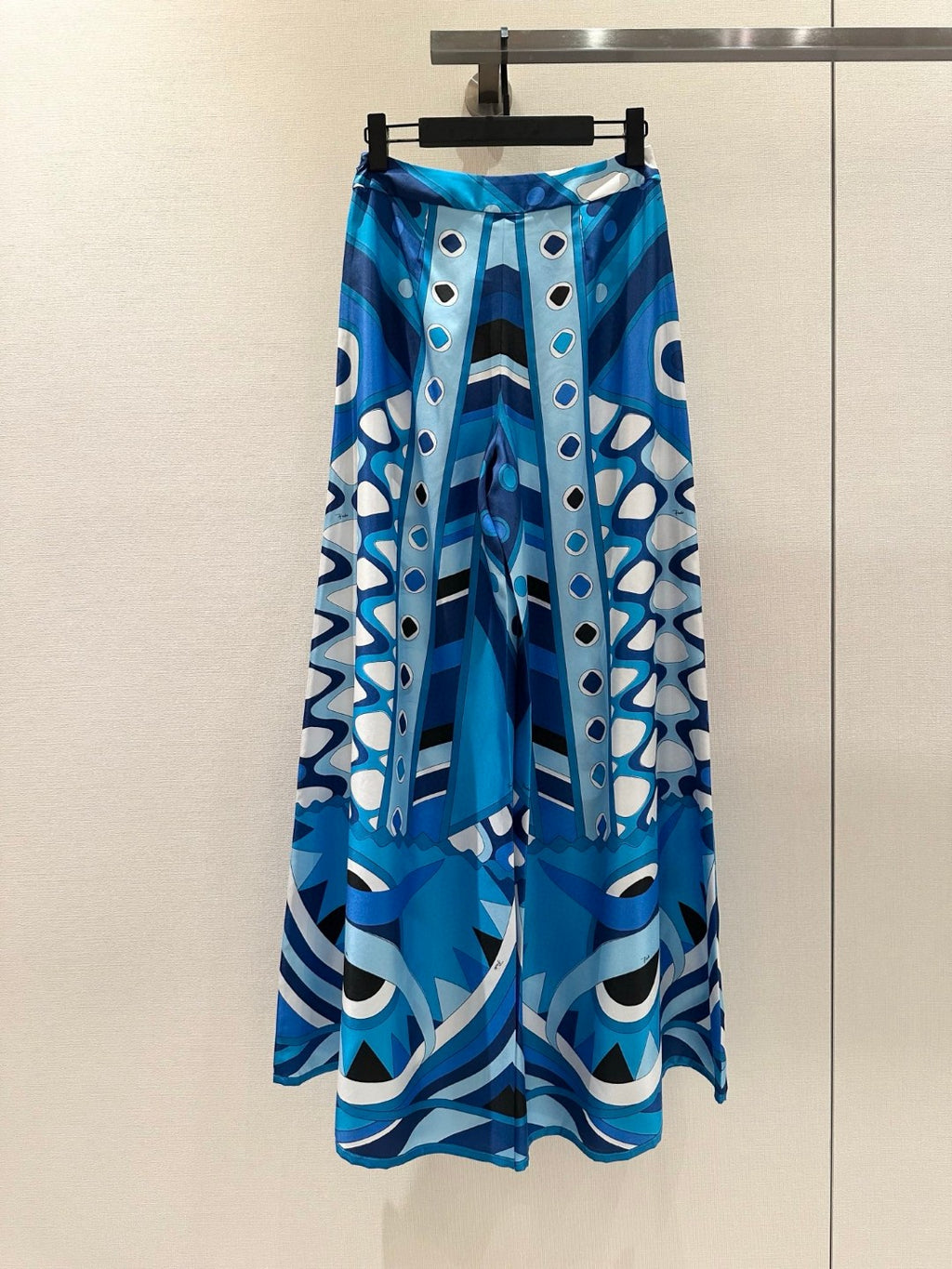 VIVARA HIGH-RISE SILK WIDE-LEG PANTS IN BLUE