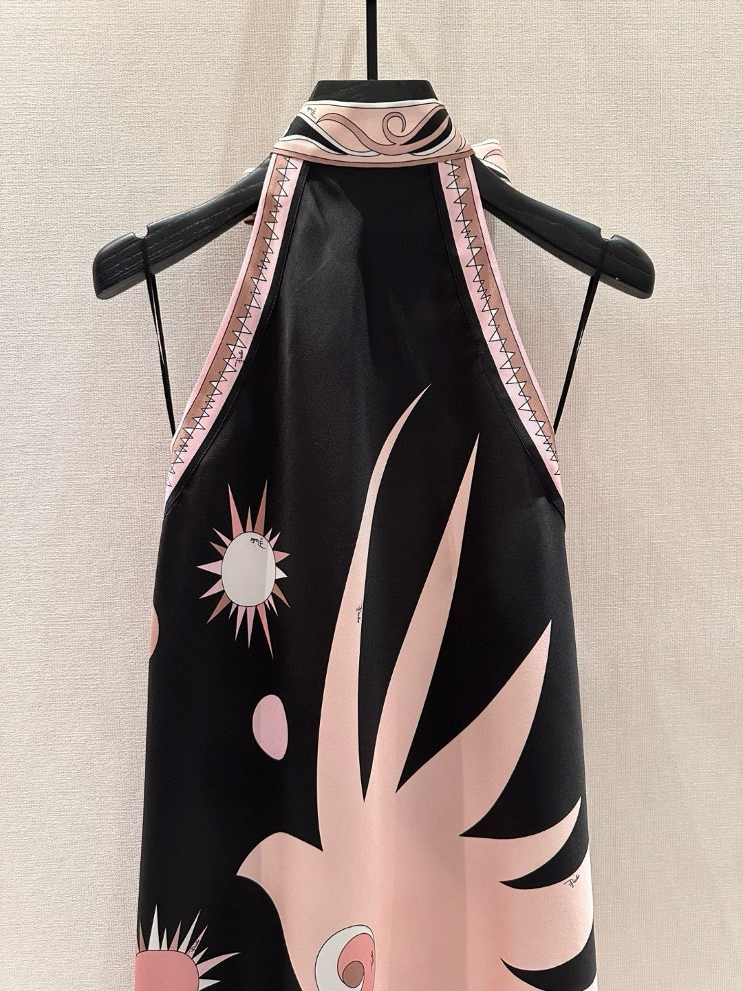 STELLA-PRINT SILK TWILL HALTER DRESS